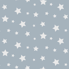Obraz premium Large star seamless pattern, modern kids nursery background in soft grey tones