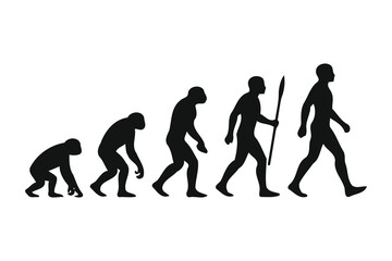 human evolution silhouette from ape to man