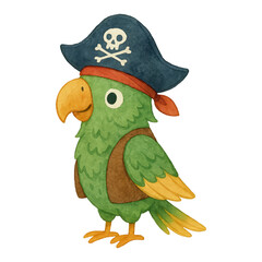 Obraz premium PNG Whimsical pirate parrot illustration.