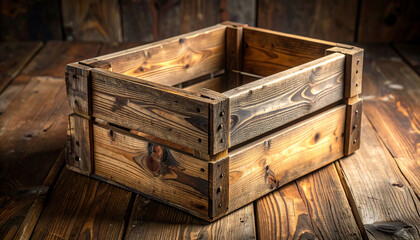 Obraz premium Old Wooden Crate on Floor.