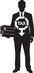 Tax professional silhouette holding office binders with financial reduction arrow vector