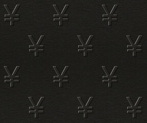 Financial seamless background featuring embossed yuan (RMB) symbols on a dark surface. Modern minimalist currency pattern ideal for banking, investment visuals and economic design projects.