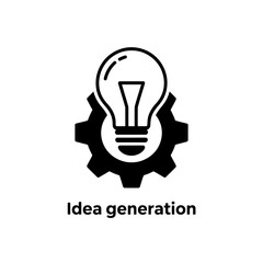 Idea generation concept with light bulb and gear icon
