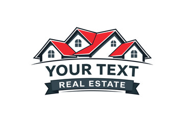 real estate company logo with house and banner © belal