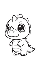 Fototapeta premium Adorable cartoon baby dinosaur standing proudly with a friendly expression and big eyes.