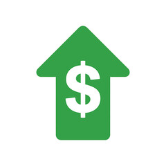 Green arrow up icon with dollar sign for business finance growth  symbol