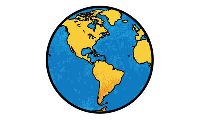 Obraz premium Retro Pop Art Earth Globe Americas View Halftone Vector Icon