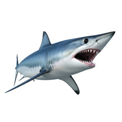 Obraz premium Realistic Great White Shark Swimming On Isolated Transparent Background