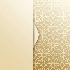 Elegant beige background with a subtle Islamic geometric pattern revealed by a peeled-back edge.