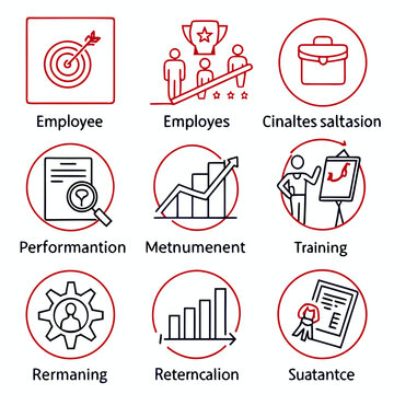 A collection of icons related to employee performance and development Vector