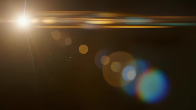 Real Shooted Cinematic Lens Flare Overlay on Black Background Slow Motion.