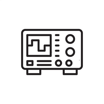 Oscilloscope icon. Electronic signal analysis and waveform visualization, representing digital storage scopes, voltage-over-time plots, circuit debugging, and laboratory electrical testing hardware.