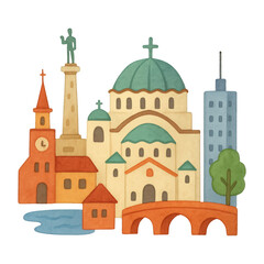 PNG Charming cityscape with iconic landmarks.