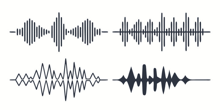 Sound wave patterns in different styles and formats Vector