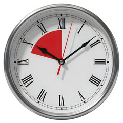 Red clock hand pointing twelve isolated on transparent background