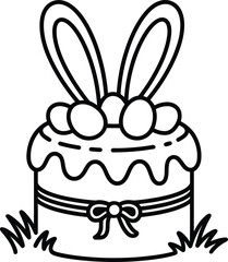 Easter cake with bunny ears and eggs on top