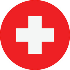 Obraz premium Red circle with white cross symbol 1