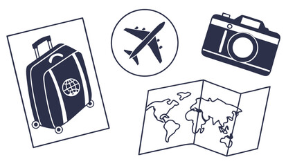 A collection of travel related icons and symbols Vector © MST CHIN BANU BEGUM