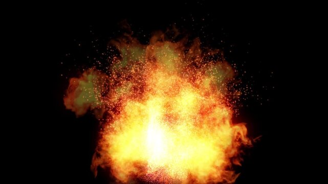 Burning Fire Visual Fx On Black Background
Fire explosion effect with sparks and smoke patterns