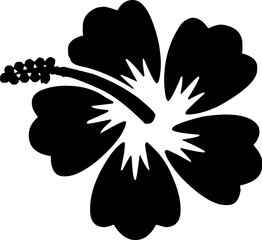 tropical hibiscus flower silhouette vector icon for summer floral design © Pictures
