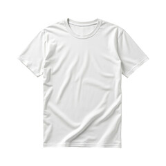 A simple white t-shirt with a classic crew neck and short sleeves isolated on transparent background