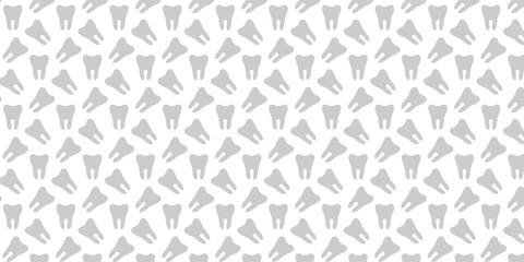 Cute seamless pattern background with outlined teeth for dental, oral care medicine design