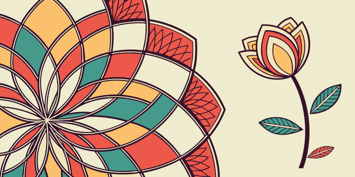 A colorful flower and a pinwheel on a pale background Vector