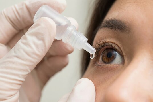 Ophthalmologist administering eye drops to patient