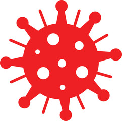 Red virus with white circles on white background symbol microscopic disease