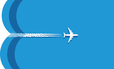 White airplane flying in clear blue sky