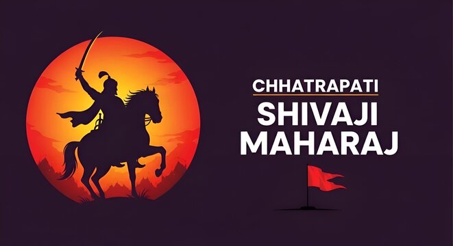 Silhouette Vector Illustration Chhatrapati Shivaji Maharaj Indian Maratha Warrior King post Banner Design