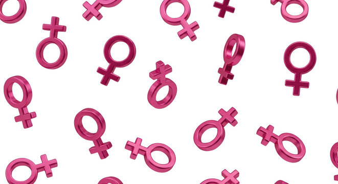 Pink female gender symbols on black background isolated on transparent background