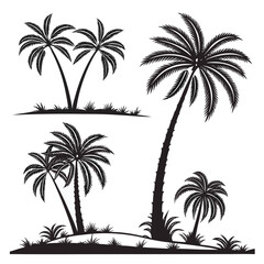 Fototapeta premium A black and white image of several palm trees Vector