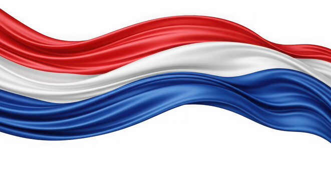 Dutch flag isolated on transparent background with red white and blue colors