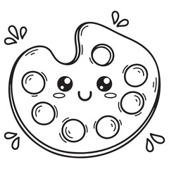 Obraz premium Kawaii Paint Palette Character Line Art Illustration