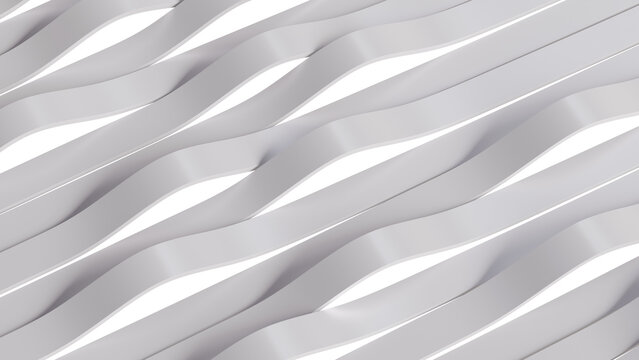 Abstract 3D Wavy Ribbons Rippling Surface Pattern Design Subtle Monochrome Visual Texture isolated on transparent background