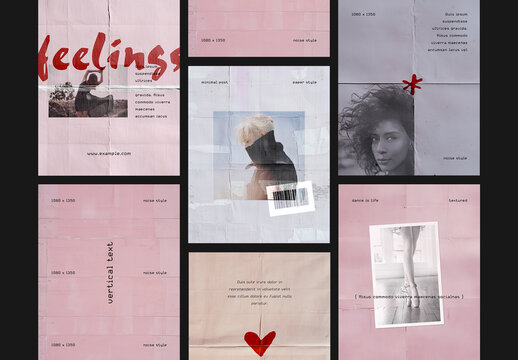 Textured Paper Social Media Post Collection