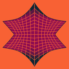 Distorted grid shapes isolated. Retrofuturistic warped mesh grid. Curved mesh abstract elements. Retro punk design element. Vector curve surface background. © Designer As HasiB
