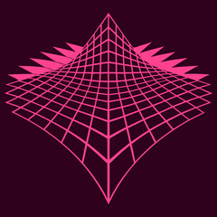 Distorted grid shapes isolated. Retrofuturistic warped mesh grid. Curved mesh abstract elements. Retro punk design element. Vector curve surface background. © Designer As HasiB