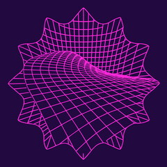 Distorted grid shapes isolated. Retrofuturistic warped mesh grid. Curved mesh abstract elements. Retro punk design element. Vector curve surface background. © Designer As HasiB