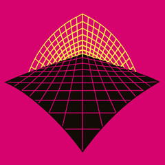 Distorted grid shapes isolated. Retrofuturistic warped mesh grid. Curved mesh abstract elements. Retro punk design element. Vector curve surface background. © Designer As HasiB