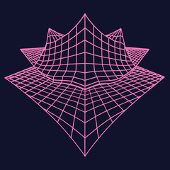 Distorted grid shapes isolated. Retrofuturistic warped mesh grid. Curved mesh abstract elements. Retro punk design element. Vector curve surface background. © Designer As HasiB