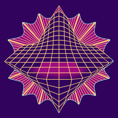 Distorted grid shapes isolated. Retrofuturistic warped mesh grid. Curved mesh abstract elements. Retro punk design element. Vector curve surface background. © Designer As HasiB