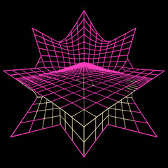 Distorted grid shapes isolated. Retrofuturistic warped mesh grid. Curved mesh abstract elements. Retro punk design element. Vector curve surface background. © Designer As HasiB