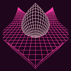 Distorted grid shapes isolated. Retrofuturistic warped mesh grid. Curved mesh abstract elements. Retro punk design element. Vector curve surface background. © Designer As HasiB