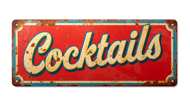 Trendy cocktails sign isolated on white