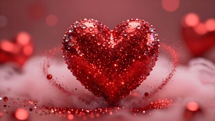 Obraz premium Red heart with glitter