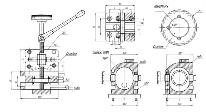 Technical drawing of a mechanical motor schematic and patent design