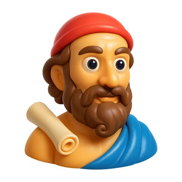 PNG Cartoon philosopher with scroll.