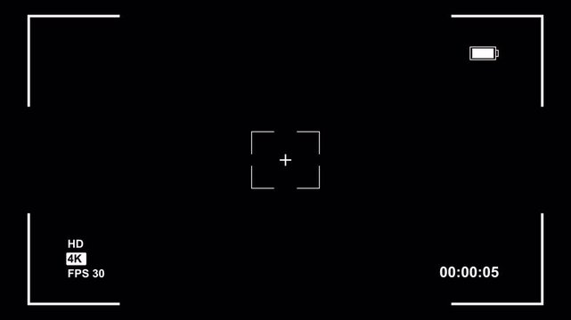 Video camera recorder screen overlay on a transparent background, Camera recording screen overlay with alpha channel.